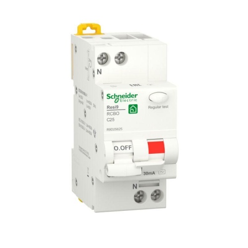 Выключатель автоматический дифференциального тока (ДИФ) RESI9 1P+N С 25А 6000А 30мА тип AC | код. R9D25625 | Schneider Electric